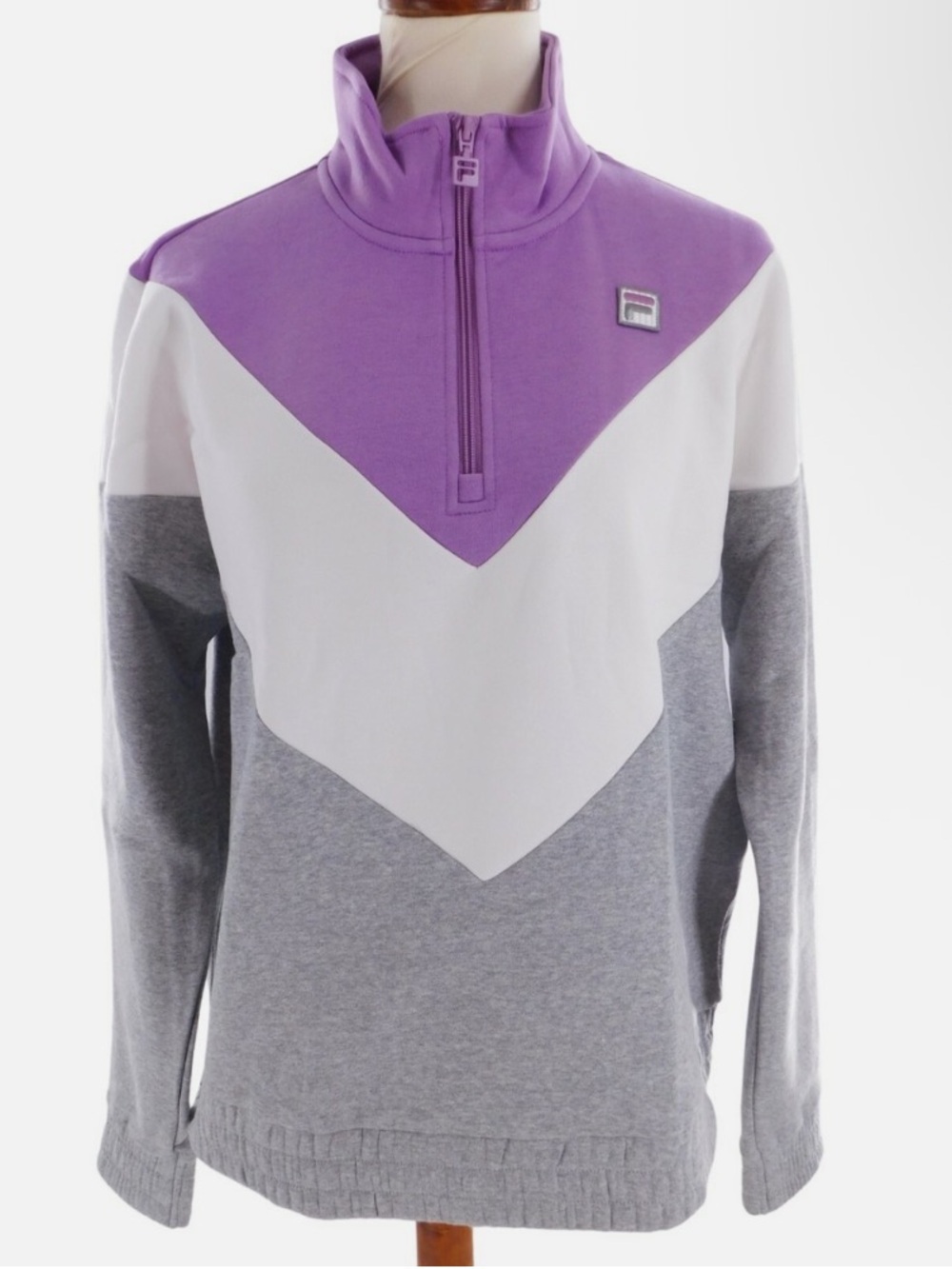 Fila Women's Lavender White Gray Half-Zip Chevron Pullover